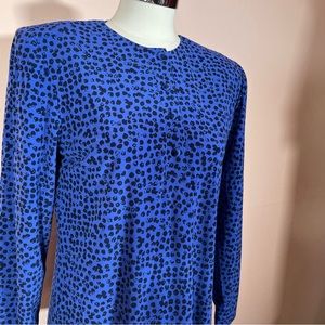 Vintage 80 90 Retro Liz Claiborne Blue Abstract Polkadots TuTu Drop Waist Dress